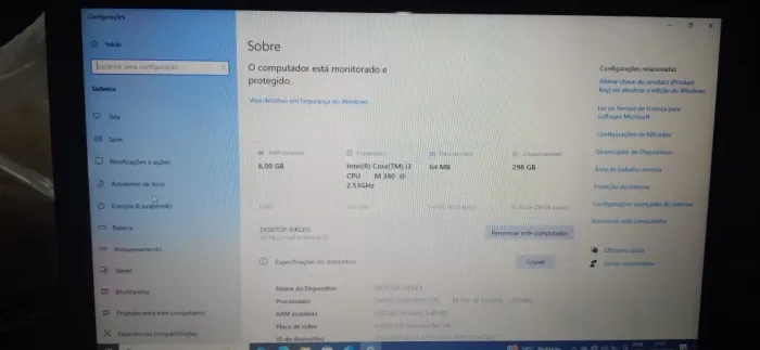 Notebook HP I3, HD 320GB, 4GB DE MEMORIA