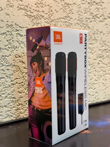 Microfone Sem Fio JBL PartyBox Wireless Mic, Kit com 2 Unidades, Conexão UHF