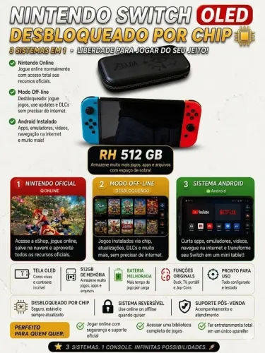 NINTENDO SWITCH OLED DESBLOQUEADO POR CHIP