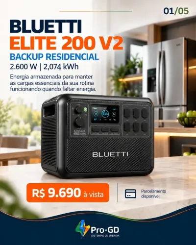 Bluetti Elite 200 V2 2600W 2074Wh Estação de Energia