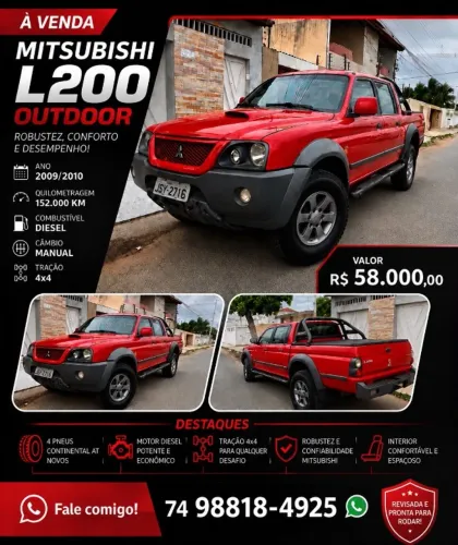 Mitsubishi L200 Outdoor GLS 2.5 4X4 CD TDI Diesel 2010