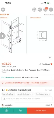 Fechadura porta de correr