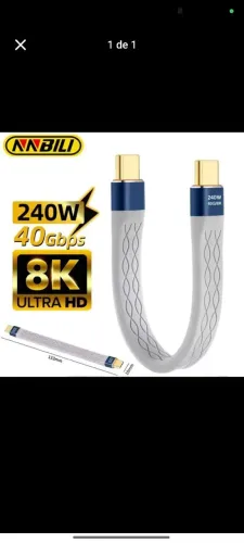Cabo Tipo C 240w 40gbps 8K
