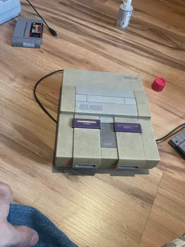 Console SNES Super Nintendo Antigo Liga Mas Não Sai Imagem + Fita Top Gear Paralela