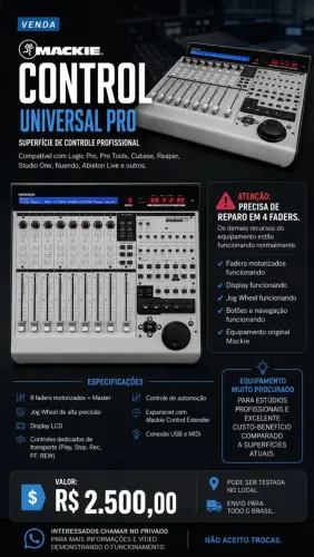 Mackie Control Universal Pro - Funcionando | Precisa de reparo em 4 faders