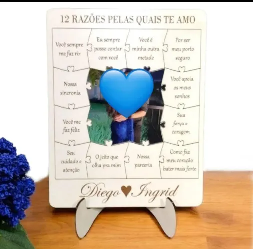 Quadro 12 Razões para Amar presente namorados