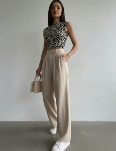 Calça Bege Pantalona Shein