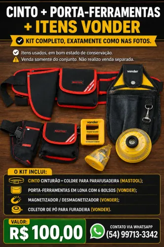 Cinto + Porta Ferramentas + Itens Vonder
