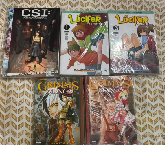 Mangás Grimms mangá - 1 e 2; Lúcifer e o martelo - 1 e 3; CSI- Investigação criminal