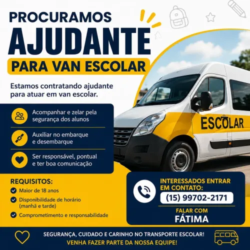 VAGA - AJUDANTE PARA VAN ESCOLAR