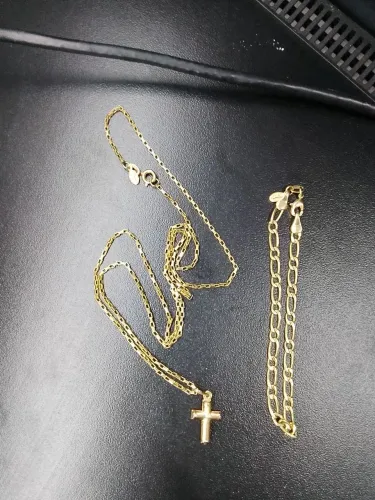 CORRENTINHA 20m e 60cm E PULSEIRA BANHADA A OURO 