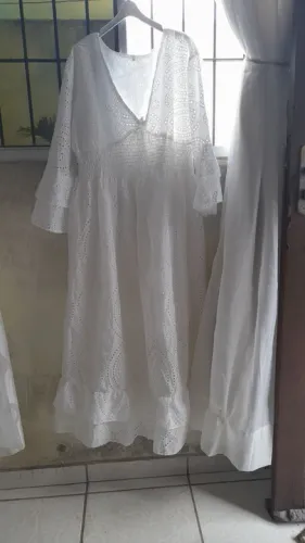 Vestido se lese bordado branco(M-42)