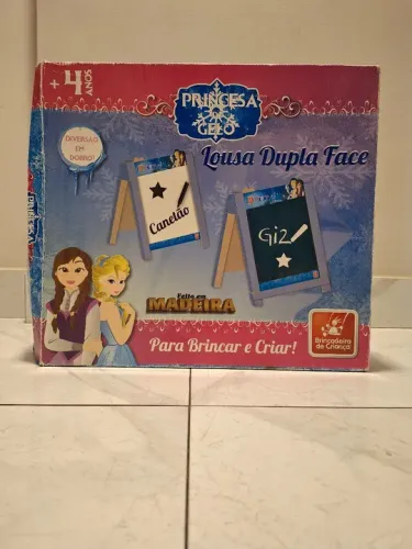 Lousa Dupla Face Princesa Gelo - Madeira - Divertida e Educativa