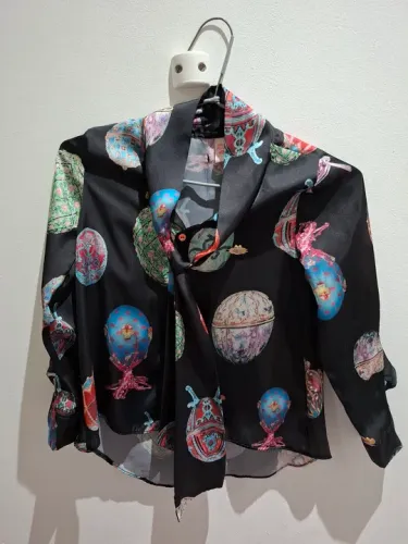 Camisa de seda estampada com Fabergé tam 6 anos