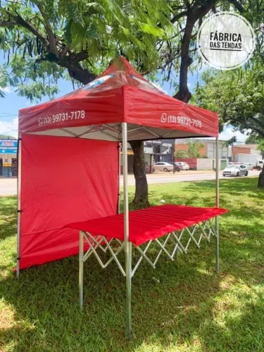 Tenda sanfonada 2x2 PVC + 1 balcão/banca/tripé + 1 esteira + 1 fechamento lateral de PVC