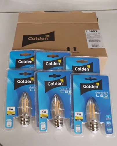Kit 6 Lâmpadas Golden Decor Led Vela 