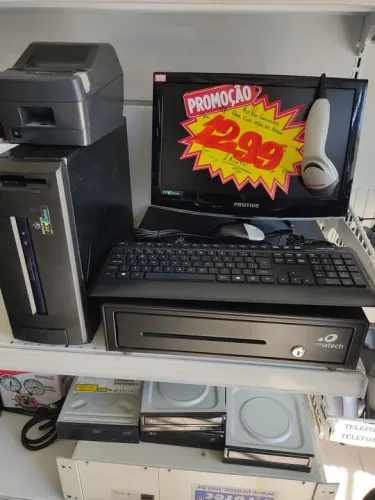 Kit PDV Completo para seu Comércio CPU+ Monitor Gaveta impressora leitor