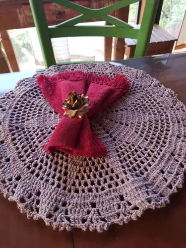 Jogo de Tapete de Crochê para Mesa de Jantar