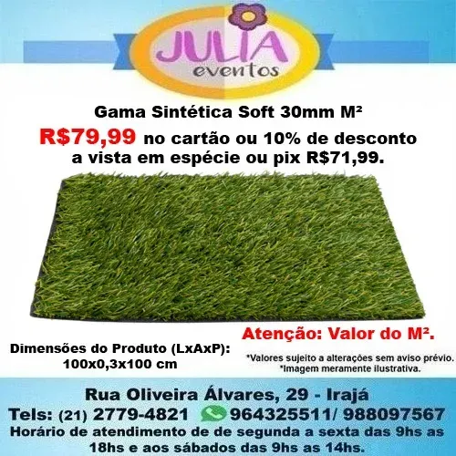 Grama Sintética Soft 30mm M²