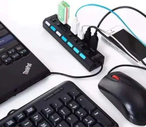 Hub Usb 7 Portas 2.0 Hd Extensor Pen Drive Mouse Teclado TV