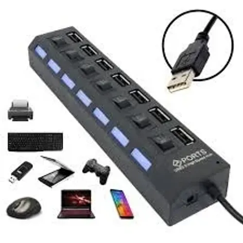 Extensão Hub Régua Usb 7 Portas Notebook Mouse Teclado