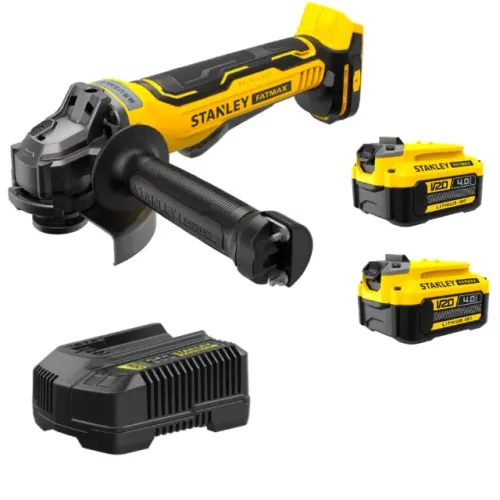 Kit Esmerilhadeira Angular 4.1/2? 2 Baterias 20V 4Ah Max* Brushless Carregador Stanley