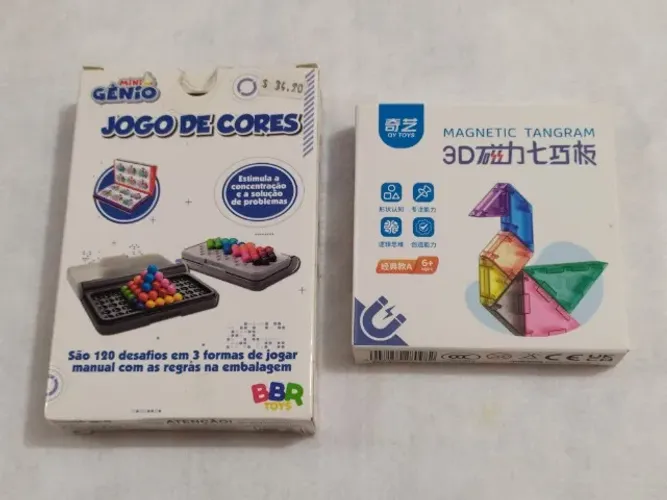 Mini Genio Jogo Cores - Quebra Cabeca + Tangran Magnetico