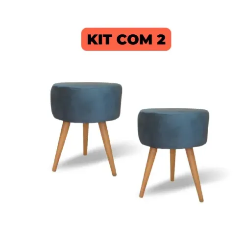 Kit de puff na cor azul
