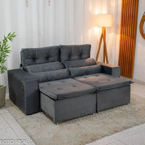 Sofá Cinza Modular 2 Lugares Confortável