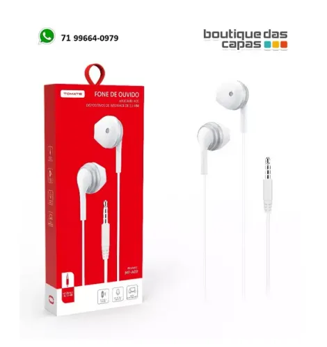 FONE DE OUVIDO P3 COM MICROFONE 1.2M TOMATE MF-A08