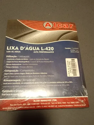 Lixa da Água Alcar Grão 600 - 25 Peças Alcar