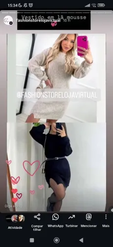 Vestido de lã mousse preto e areia. M.