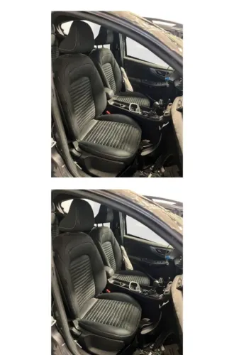 Jogo de bancos originais em couro Fiat fastback sem detalhes.