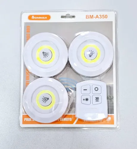 Kit 3 Lâmpadas LED com Controle Remoto - Iluminação Prática e Moderna