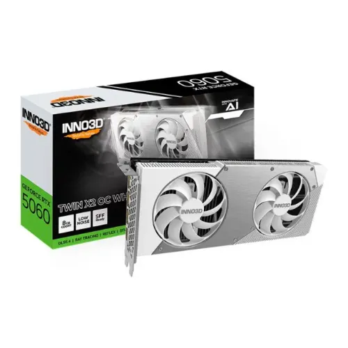 Placa de Vídeo INNO3D NVIDIA GeForce RTX 5060 TWIN X2 OC White, 8GB, GDDR7,  Nova, Lacrada