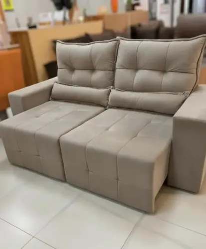 Promoção Sofá Retrátil e Reclinável Lisboa Caramelo (PARCELE EM ATÉ 10X SEM JUROS)