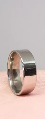 Aliança de Aço Inoxidável Prateado Liso Tam 23 Larg.7mm