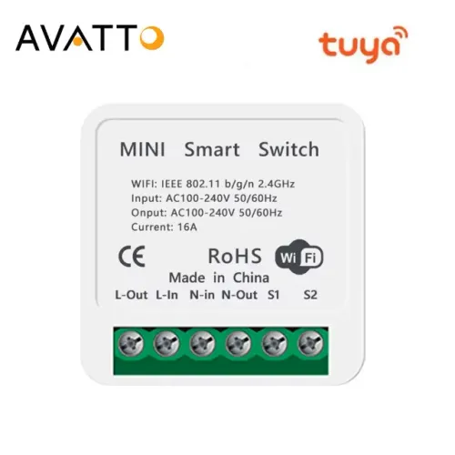 Mini Interruptor/relê Inteligente 16A Wi-Fi DIY Avatto