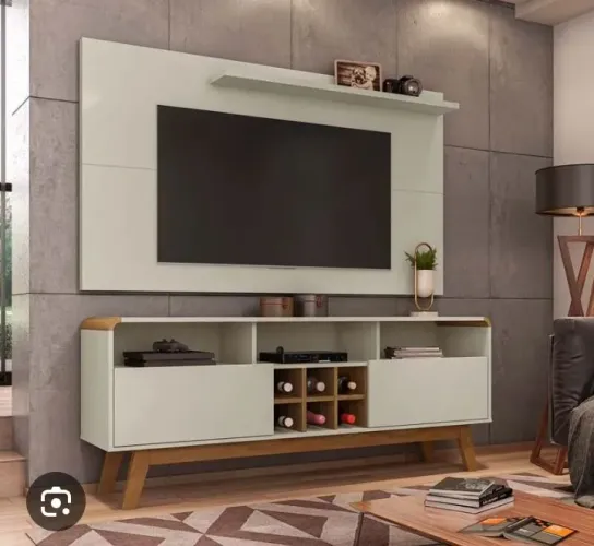 Rack + painel off white Cinamomo