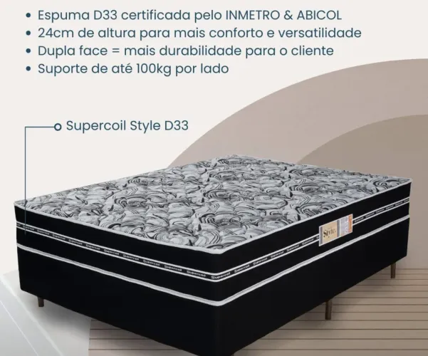 Box e Colchão D33 Espuma Novo 
