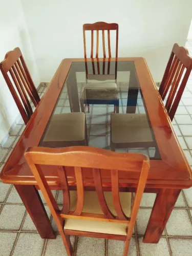 Mesa Madeira Maciça 4 Cadeiras 160x90