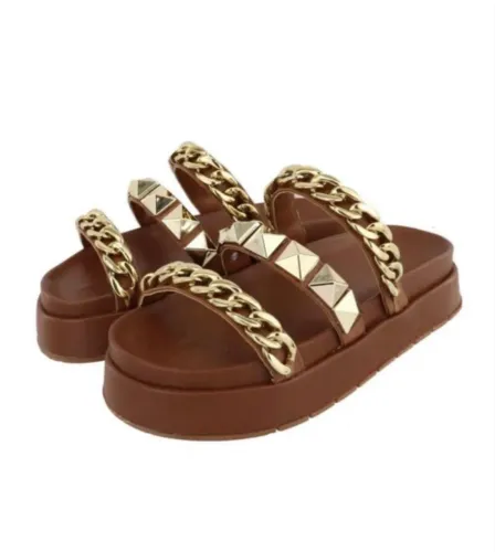 Papete feminina flatform caramelo