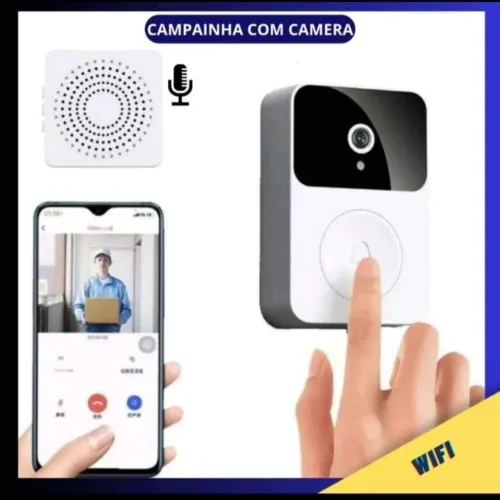 Campainha com Câmera Wi-fi Acesso Remoto Via Aplicativo no Celular