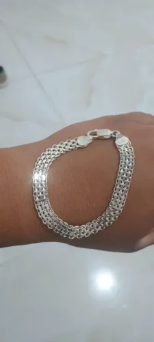 Pulseira feminina de prata 925 malha estreita
