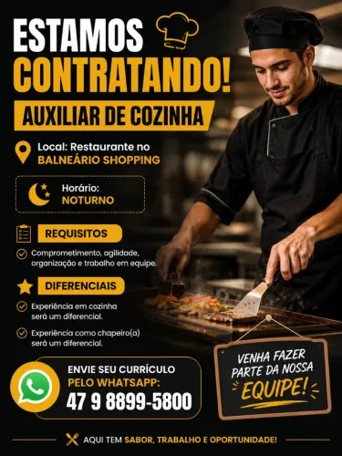 Contratasse auxiliar de cozinha