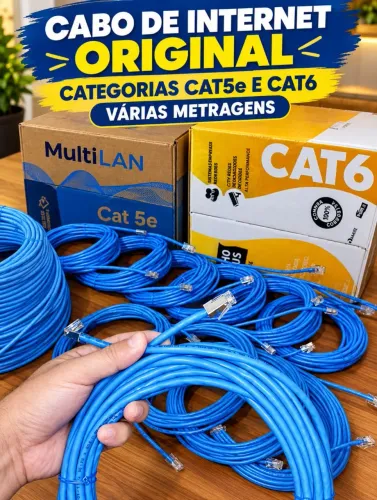 CABO DE INTERNET/ ETHERNET CAT6/CAT5E 2 3 5 10 15 20 25 30 35 40 metros LAN UTP RJ45<br>
