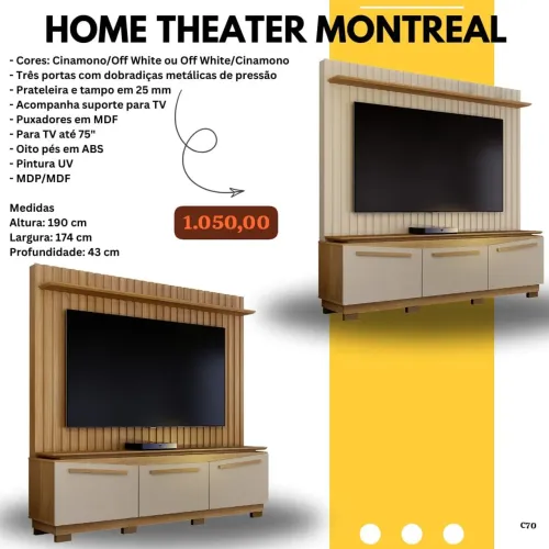 Estante Home Montreal Luz Led ripado para TV até 75 polegadas  / pague na entrega 