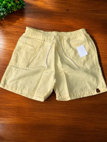 Short amarelo linho com algodão 