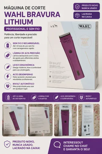 Máquina de Corte Wahl Bravura Lithium Profissional - Nova e Lacrada