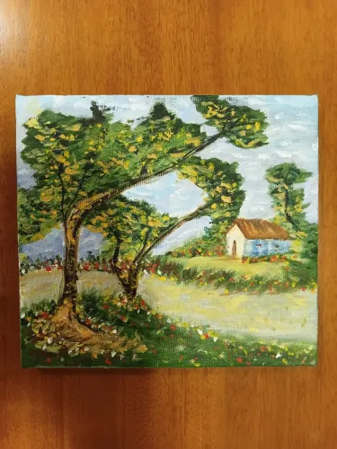 Quadro Original Pintura Acrílica Sobre Tela 20x20cm